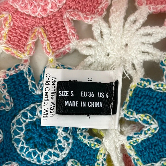 SHEIN Crochet Floral Tank Top Multi Coloured Size 4 Beach Boho Festival - Picture 5 of 8